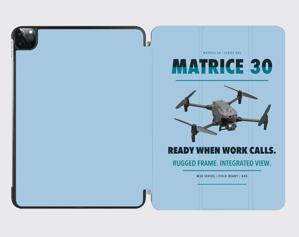 DJI Matrice 30 design on light blue ipad tablet case