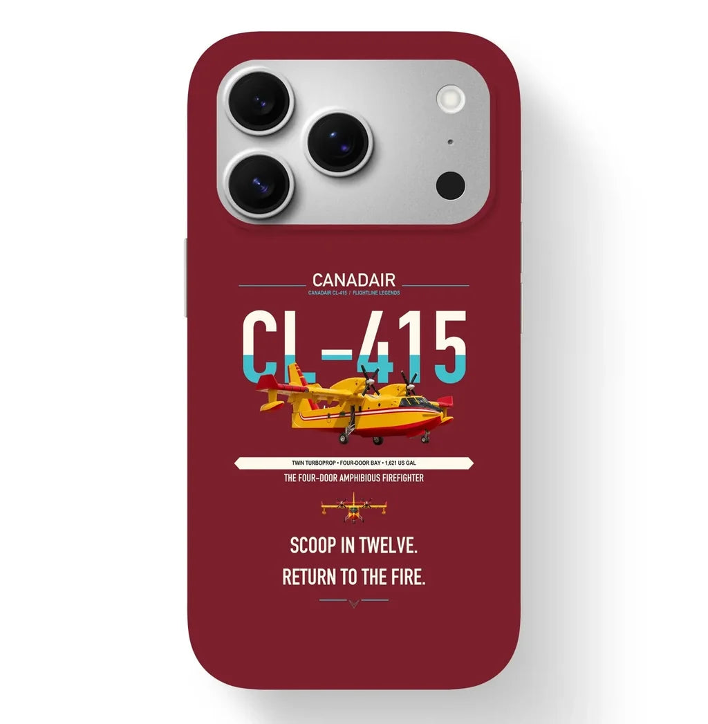 Canadair CL-415 design on dark red magsafe iphone case, for iPhone 17 Pro