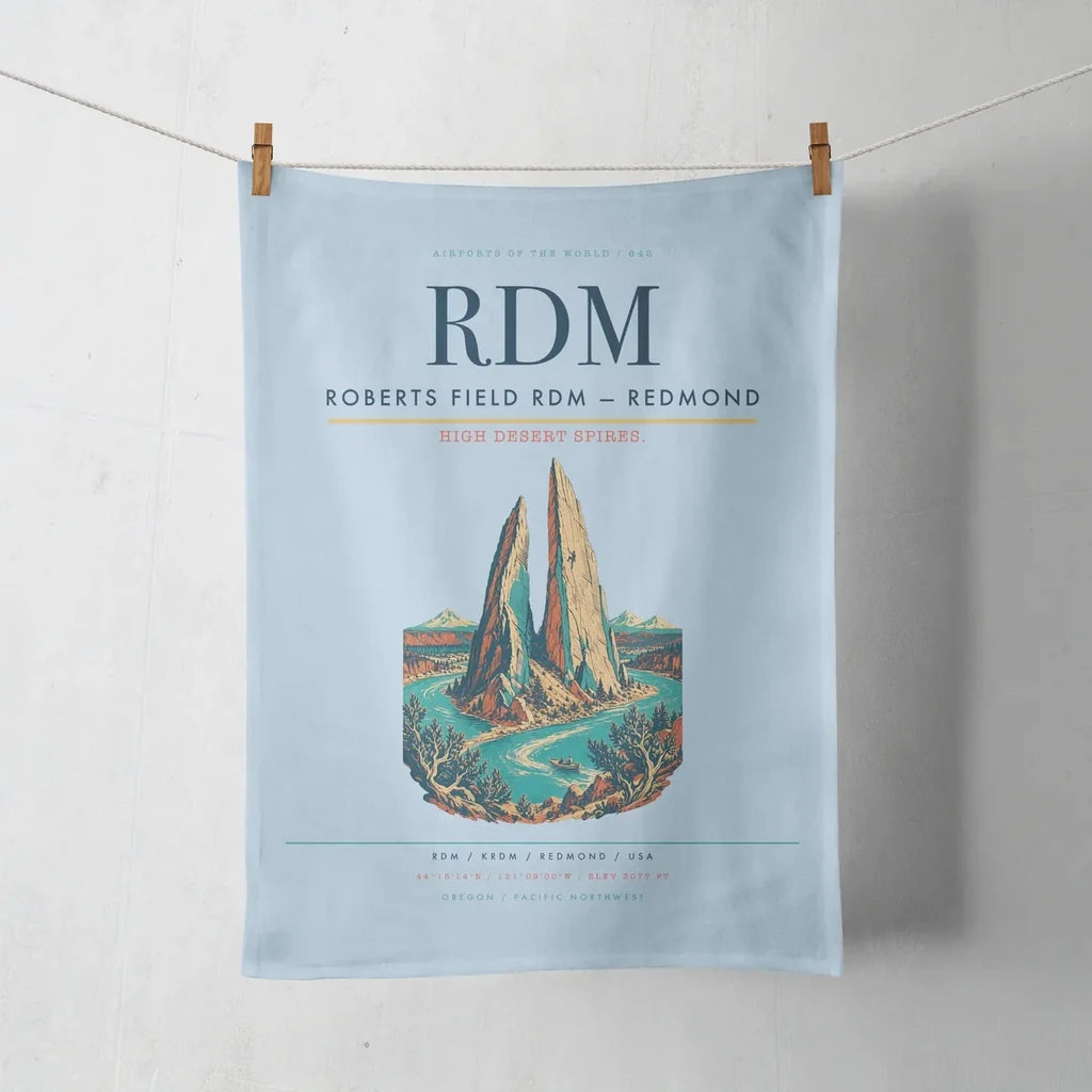 Roberts Field (RDM) design on light blue towel
