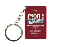 Thumbnail for Cessna 180J Skywagon design on dark red designed key chain, double-side print