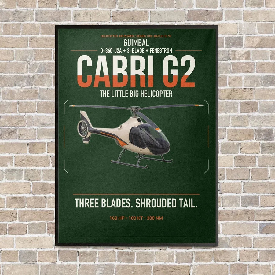 Guimbal Cabri G2 vertical canvas print - framed - dark green background
