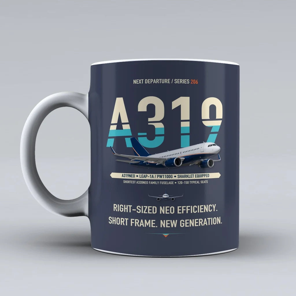 A319neo Mug design on dark blue airbus