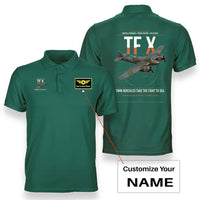 Thumbnail for Bristol Beaufighter TF X design on green+name double-side polo t-shirt, double-side print