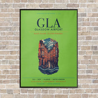 Thumbnail for Glasgow Airport GLA vertical canvas print - framed - light green background