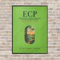 Thumbnail for Northwest Florida Beaches International Airport ECP vertical canvas print - framed - light green background