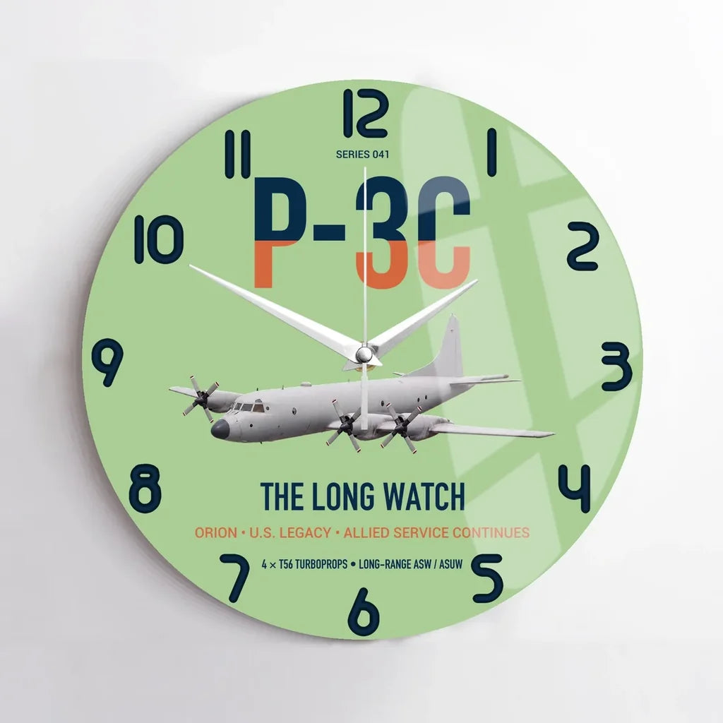 P-3C Orion design on light green no frame wall clock