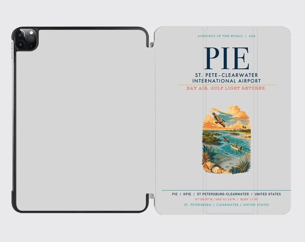 St. Pete–Clearwater International Airport (PIE) design on light gray ipad tablet case