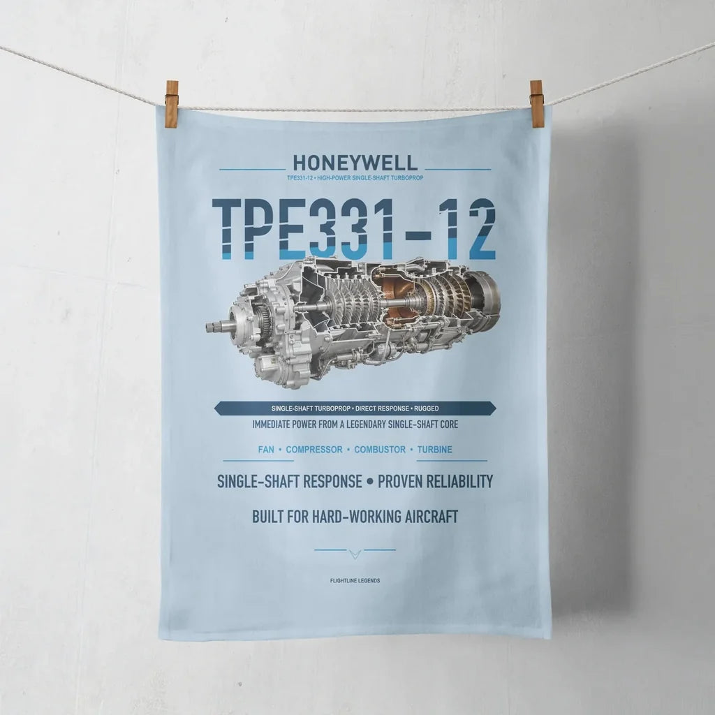 TPE331-12 design on light blue towel