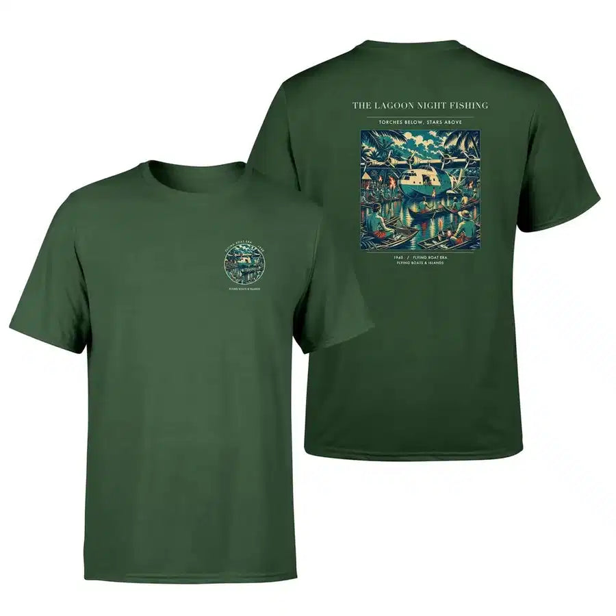 VINTAGE G4407 - The Lagoon Night Fishing - Double-Side T-Shirt design on darkgreen double side t shirt
