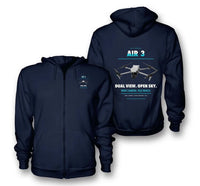 Thumbnail for DJI Air 3 design on navy blue zipped hoodie