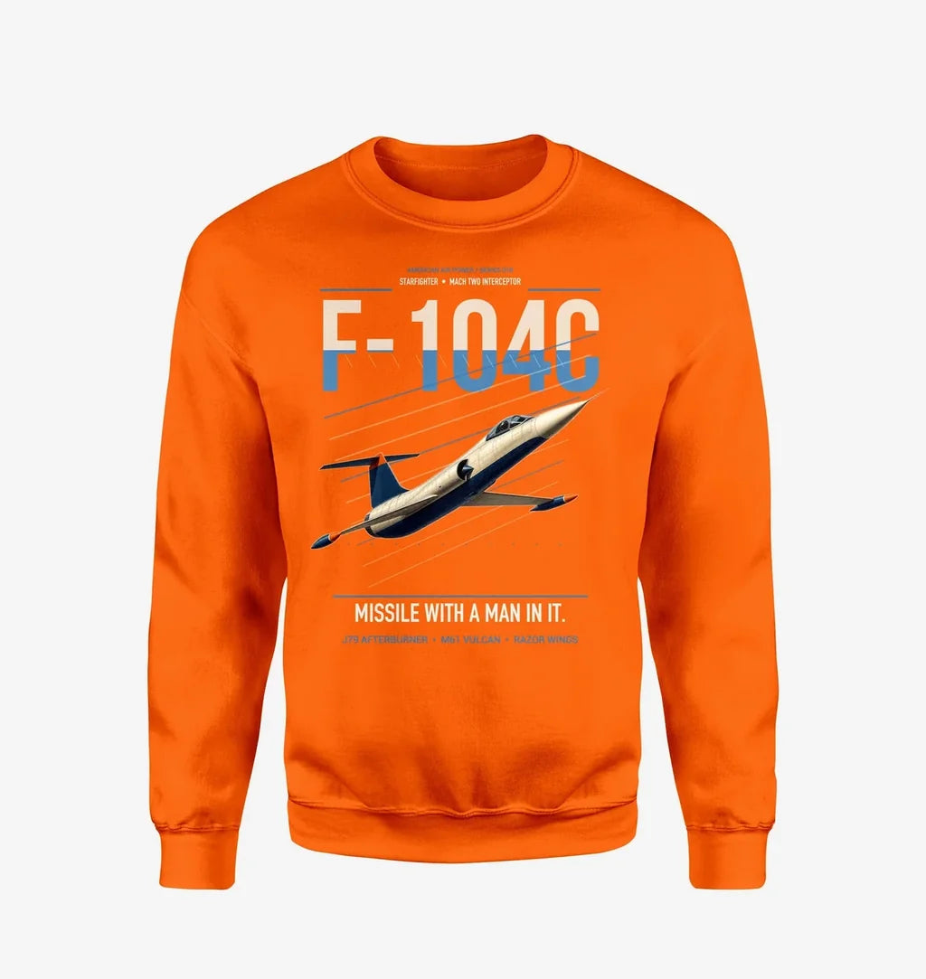 F-104C Starfighter design on orange sweatshirt