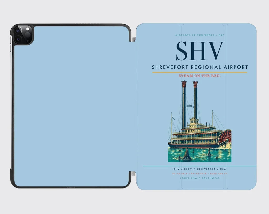 Shreveport Regional Airport (SHV) design on light blue ipad tablet case