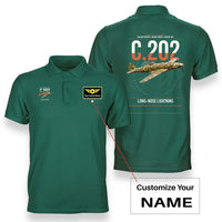 Thumbnail for Macchi C.202 Folgore design on green+name double-side polo t-shirt, double-side print