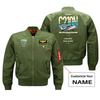 Thumbnail for Cessna T210N Centurion design on green+name bomber jacket, double-side print