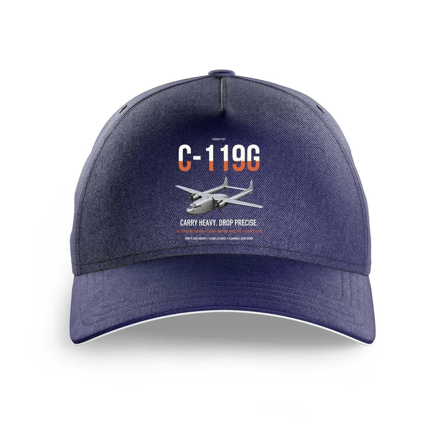 C-119G Flying Boxcar design on dark blue printed hat