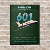 Thumbnail for Bombardier Challenger 601 vertical canvas print - framed - dark green background