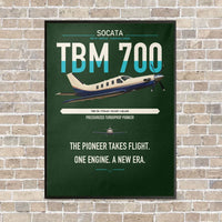 Thumbnail for Socata TBM 700 vertical canvas print - framed - dark green background