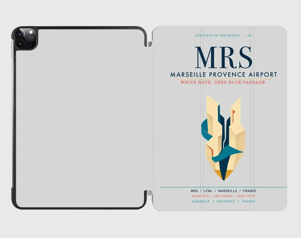 Marseille Provence Airport (MRS) design on light gray ipad tablet case