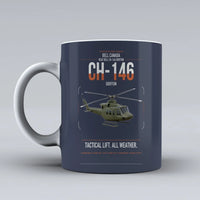 Thumbnail for Bell Canada CH-146 Griffon design on dark blue ceramic mug, double-side print