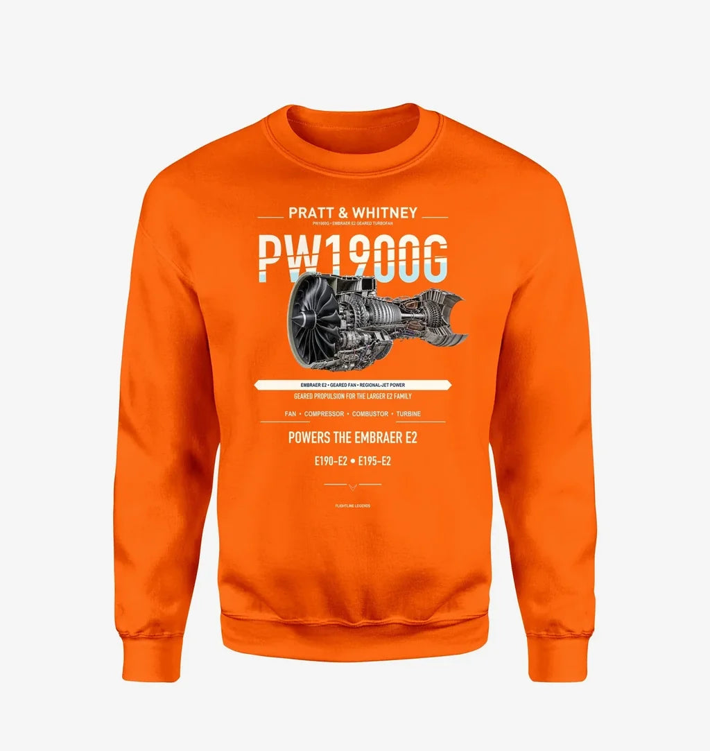 PW1900G design on orange sweatshirt