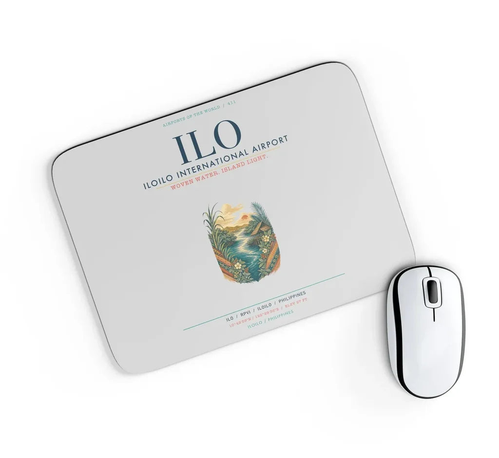 Iloilo International Airport (ILO) design on light gray rectangle mouse pad