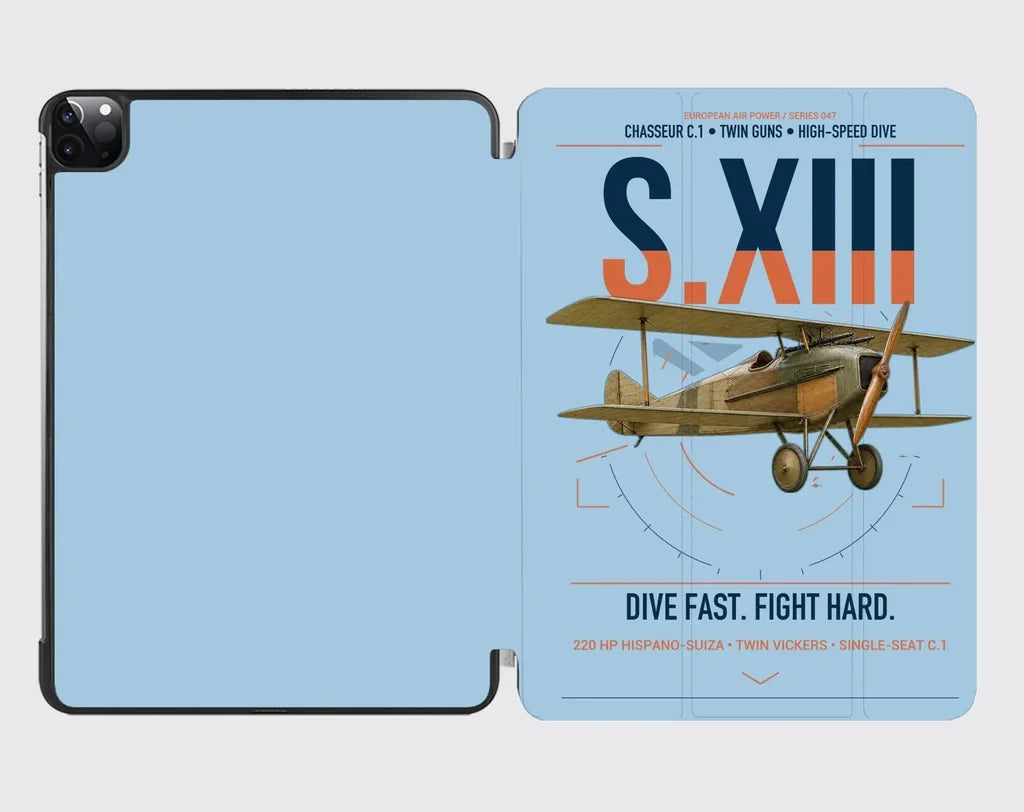 SPAD S.XIII C.1 design on light blue ipad tablet case