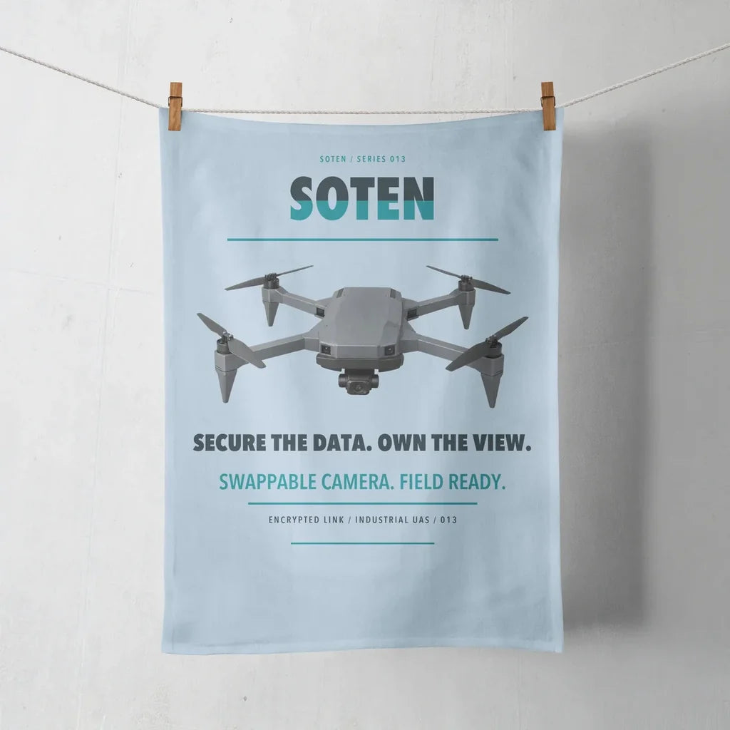 ACSL SOTEN design on light blue towel