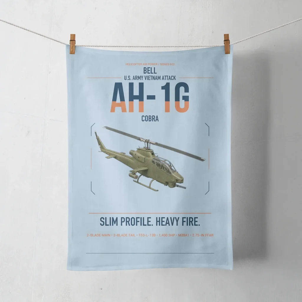 Bell AH-1G Cobra design on light blue towel