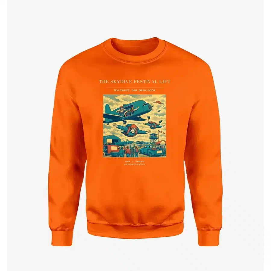 VINTAGE G4471 - The Skydive Festival Lift - Designed Sweatshirts design on orange