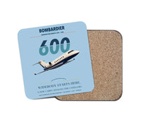 Thumbnail for Bombardier Challenger 600 design on light blue 1 piece coaster