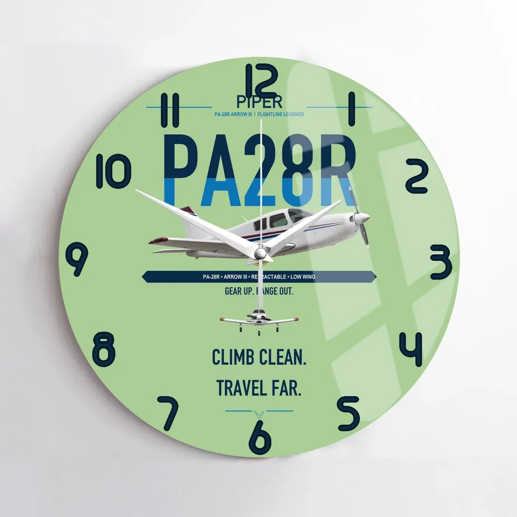 Piper PA-28R Arrow III design on light green no frame wall clock