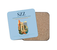 Thumbnail for Szczecin-Goleniów Solidarność Airport (SZZ) design on light blue 1 piece coaster