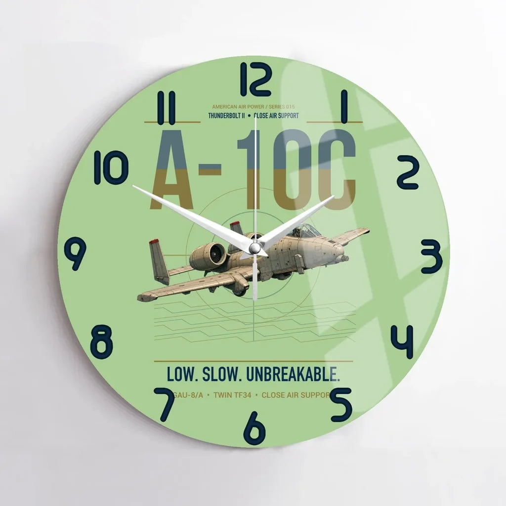 A-10C Thunderbolt II design on light green no frame wall clock