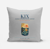 Thumbnail for Osaka Kansai International Airport (KIX) design on light gray pillow