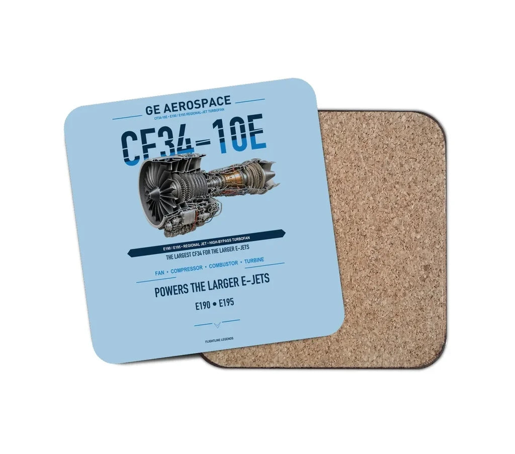 CF34-10E design on light blue 1 piece coaster