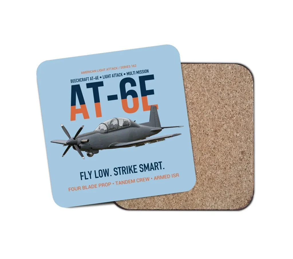 AT-6E Wolverine Light Attack design on light blue 1 piece coaster