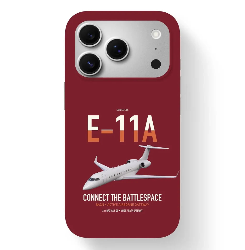 E-11A BACN design on dark red magsafe iphone case, for iPhone 17 Pro