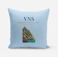 Thumbnail for Lal Bahadur Shastri International Airport (VNS) design on light blue pillow