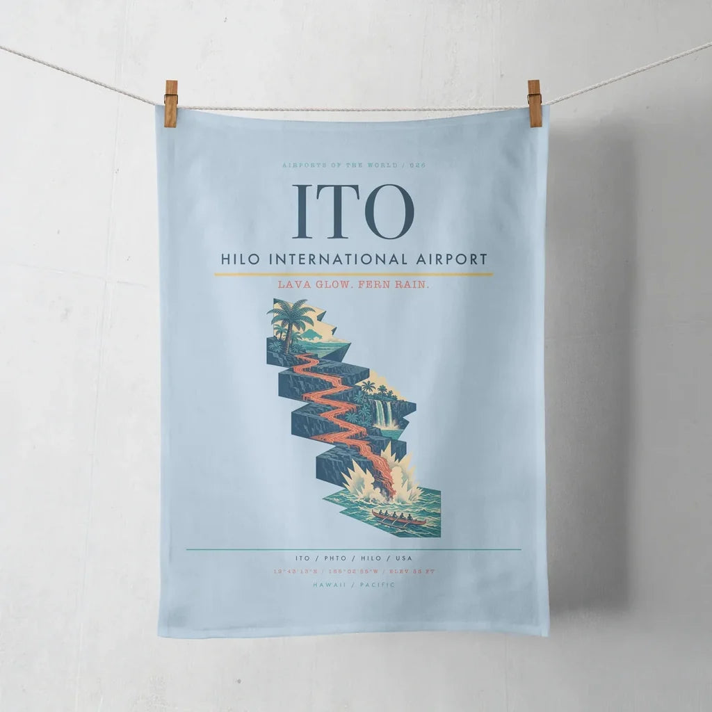 Hilo International Airport (ITO) design on light blue towel