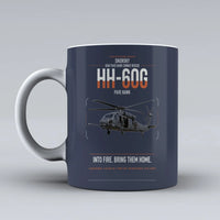 Thumbnail for Sikorsky HH-60G Pave Hawk design on dark blue ceramic mug, double-side print
