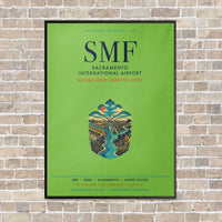 Thumbnail for Sacramento International Airport SMF vertical canvas print - framed - light green background