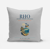 Thumbnail for Rhodes Airport Diagoras (RHO) design on light gray pillow
