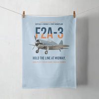 Thumbnail for F2A-3 Buffalo Hold the Line at Midway design on light blue towel