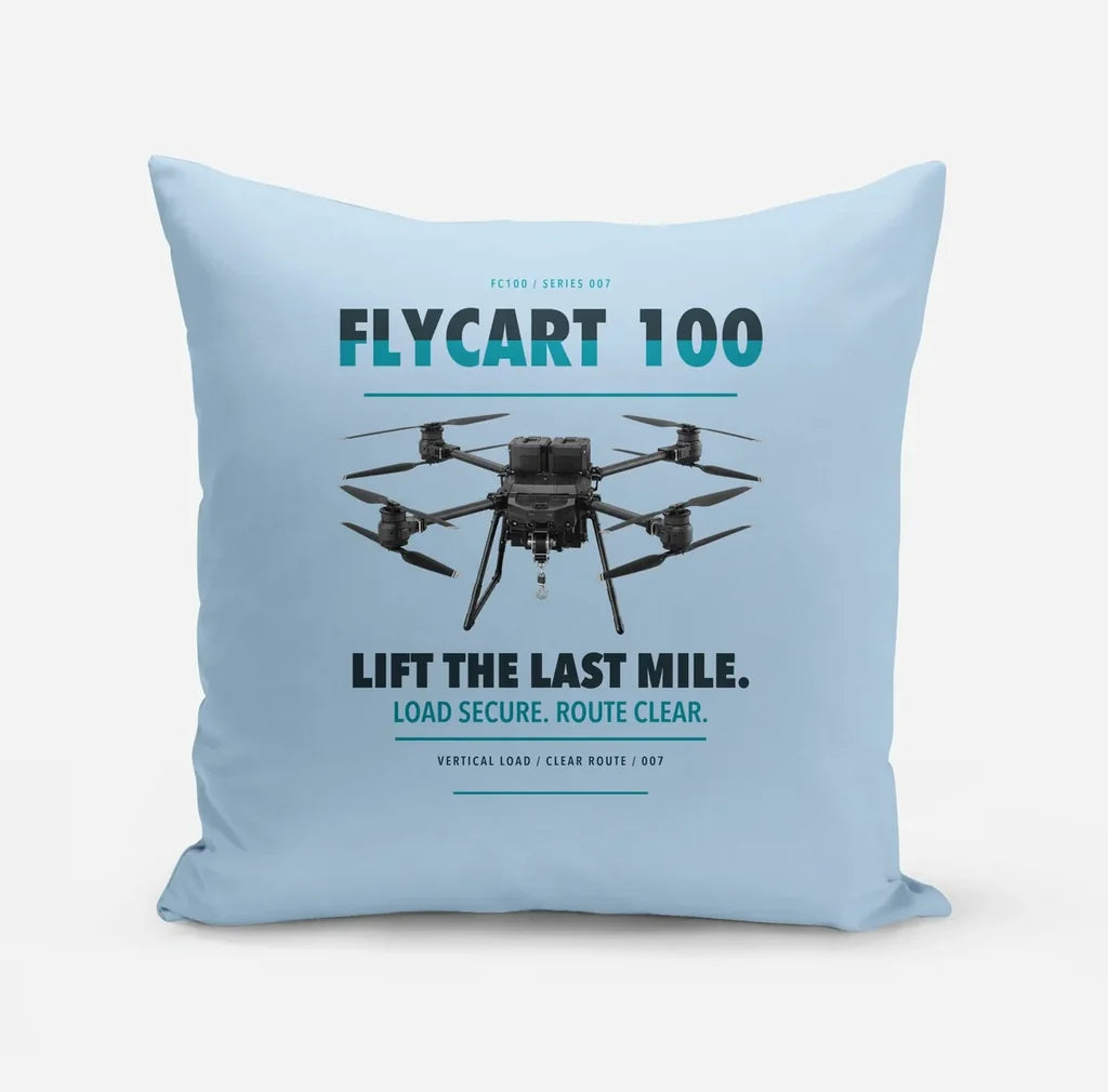 DJI FlyCart 100 design on light blue pillow