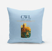 Thumbnail for Cardiff Airport (CWL) design on light blue pillow