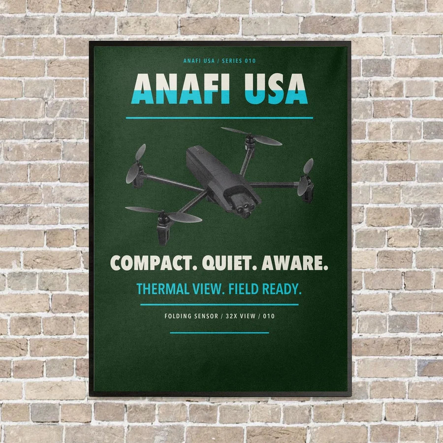 Parrot ANAFI USA vertical canvas print - framed - dark green background