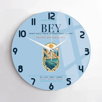 Thumbnail for Beirut Rafic Hariri International Airport (BEY) design on light blue no frame wall clock