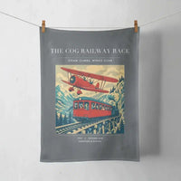 Thumbnail for VINTAGE G4347 - The Cog Railway Race - Designed Towels design on gray