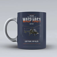 Thumbnail for Westland Wasp HAS1 design on dark blue ceramic mug, double-side print