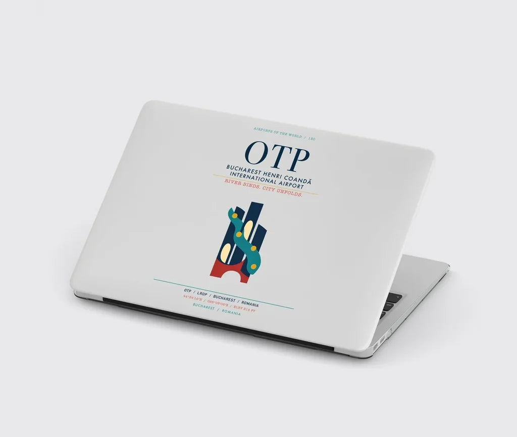 Bucharest Henri Coandă International Airport (OTP) design on light gray MacBook case